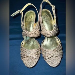 7.5 Adrianna Papell gold flake heels